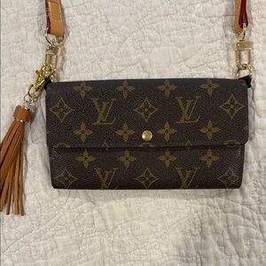 Authentic Louis Vuitton Monogram Wallet with Gold Accents